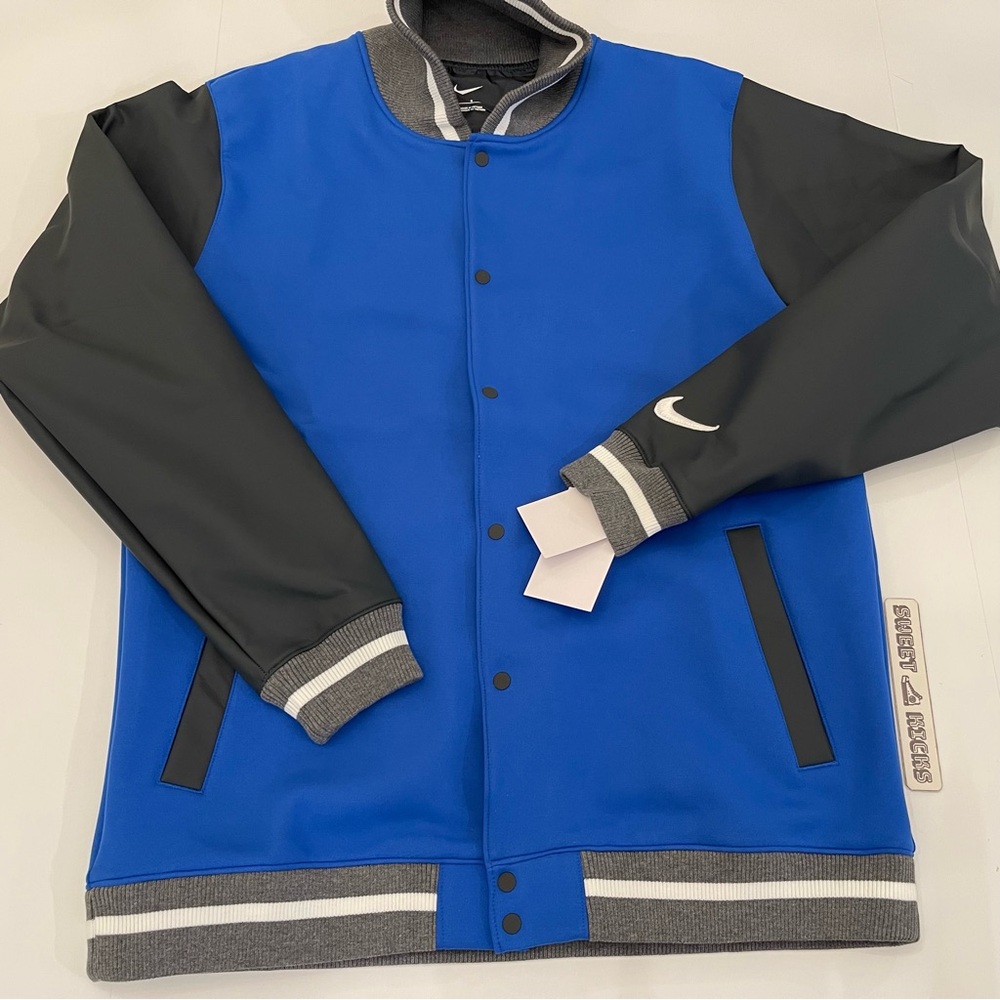 Nike Men's Size L Football Royal Blue Varsity Letter Bomber Jacket